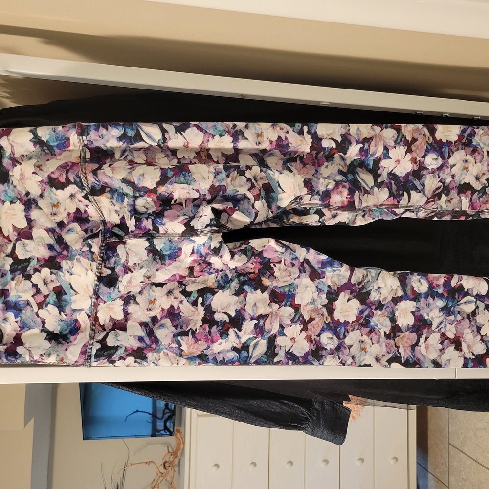 lululemon athletica Purple and Pink Floral Leggings